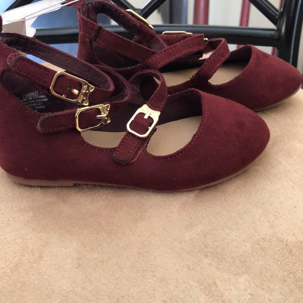 Old Navy faux suede triple strap flats